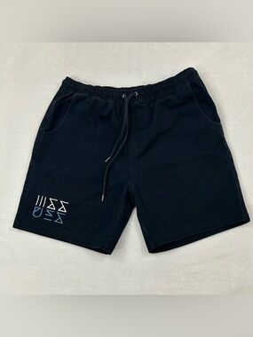 AS Colour Navy Blue Elastic Waist Embroidered Logo Greek Letters Shorts Men’s 32
